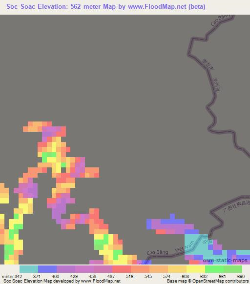 Soc Soac,Vietnam Elevation Map