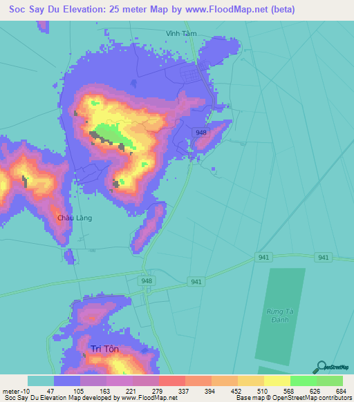 Soc Say Du,Vietnam Elevation Map