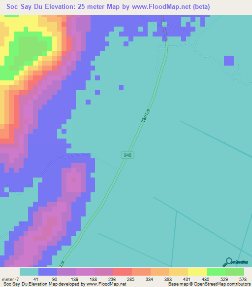 Soc Say Du,Vietnam Elevation Map