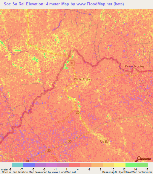 Soc Sa Rai,Vietnam Elevation Map