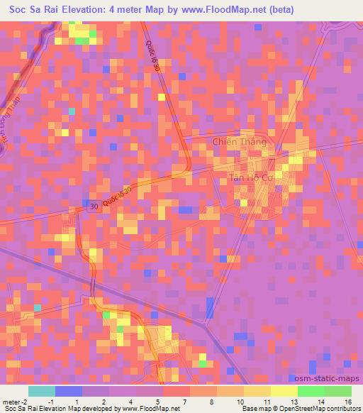 Soc Sa Rai,Vietnam Elevation Map