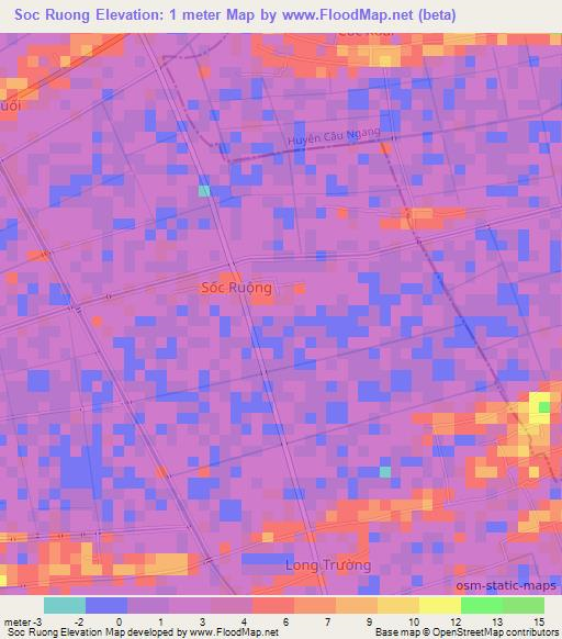 Soc Ruong,Vietnam Elevation Map