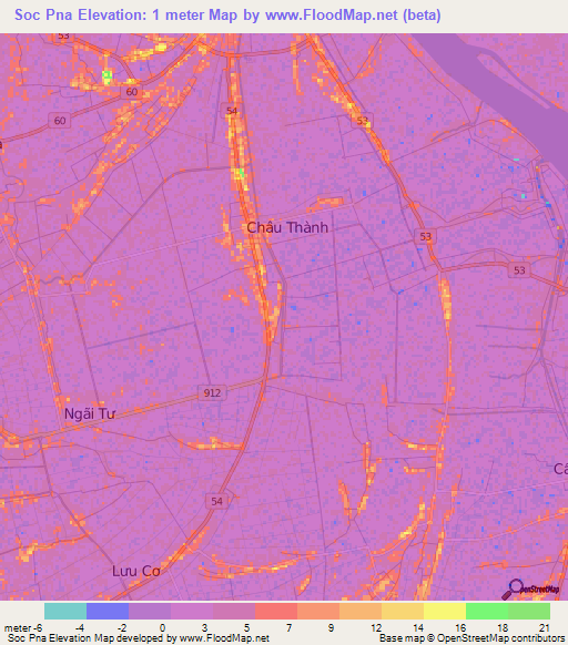 Soc Pna,Vietnam Elevation Map