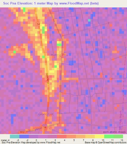 Soc Pna,Vietnam Elevation Map