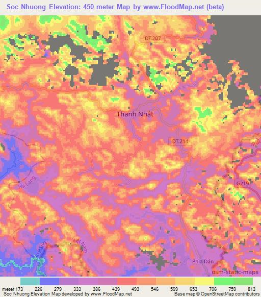 Soc Nhuong,Vietnam Elevation Map