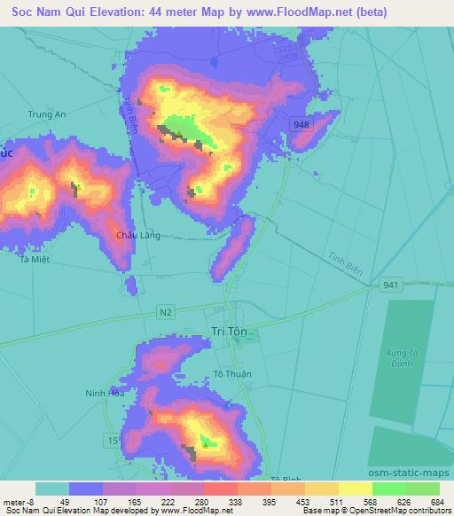 Soc Nam Qui,Vietnam Elevation Map