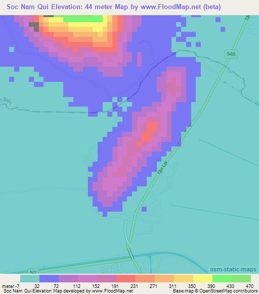 Soc Nam Qui,Vietnam Elevation Map