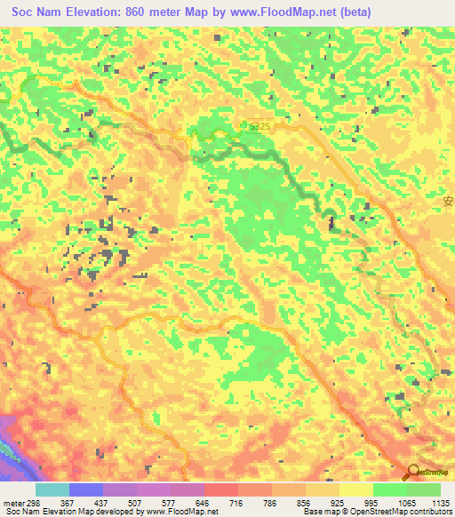 Soc Nam,Vietnam Elevation Map