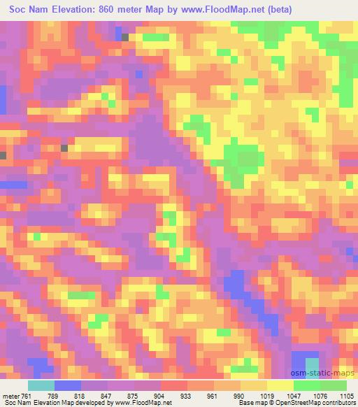 Soc Nam,Vietnam Elevation Map