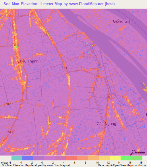 Soc Man,Vietnam Elevation Map