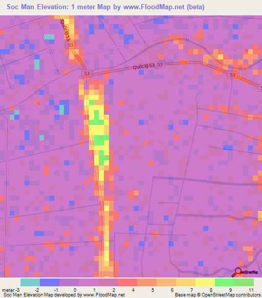 Soc Man,Vietnam Elevation Map