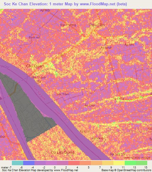 Soc Ke Chan,Vietnam Elevation Map