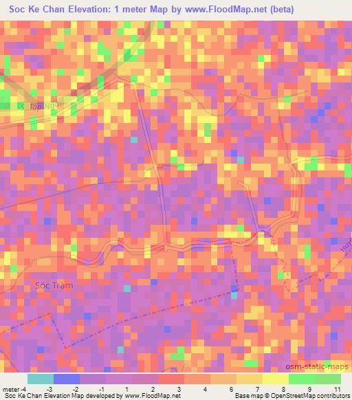 Soc Ke Chan,Vietnam Elevation Map