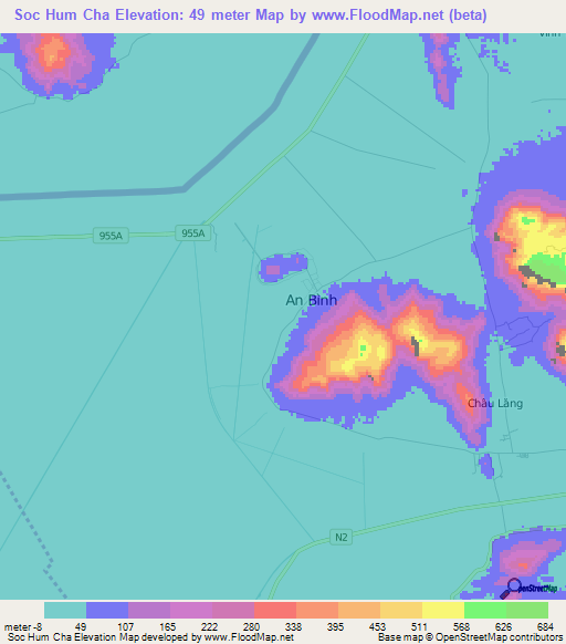 Soc Hum Cha,Vietnam Elevation Map