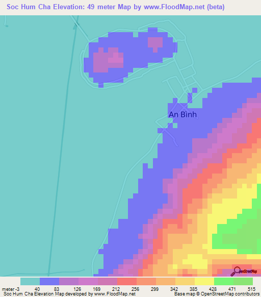 Soc Hum Cha,Vietnam Elevation Map