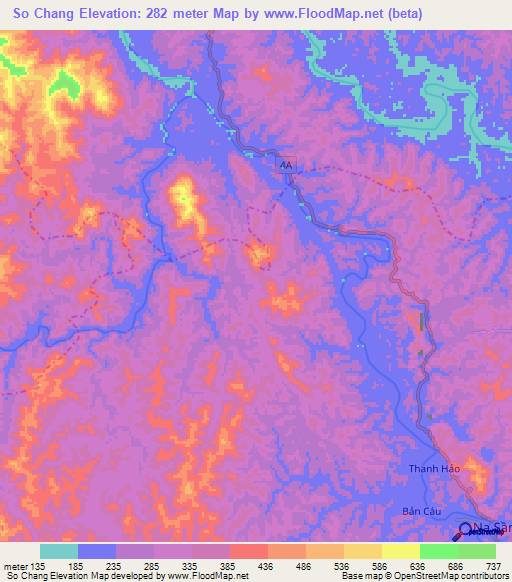 So Chang,Vietnam Elevation Map