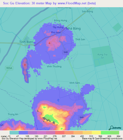 Soc Gu,Vietnam Elevation Map