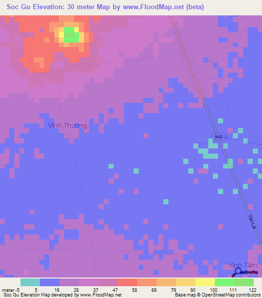 Soc Gu,Vietnam Elevation Map