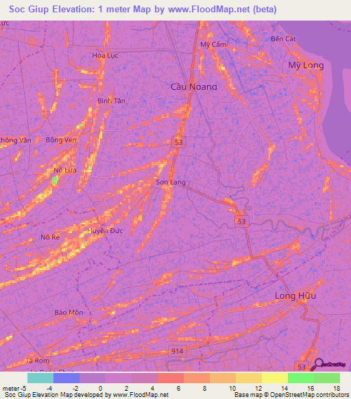 Soc Giup,Vietnam Elevation Map