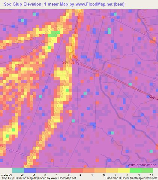 Soc Giup,Vietnam Elevation Map