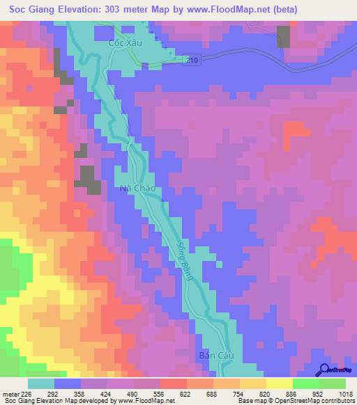 Soc Giang,Vietnam Elevation Map