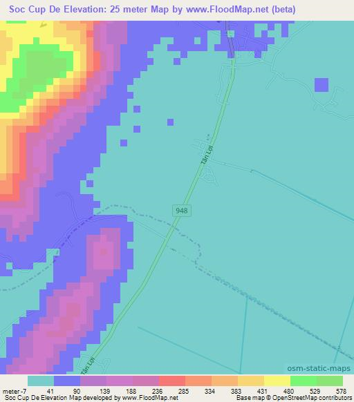 Soc Cup De,Vietnam Elevation Map