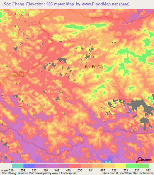 Soc Chang,Vietnam Elevation Map