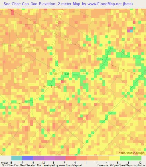 Soc Chac Can Dao,Vietnam Elevation Map