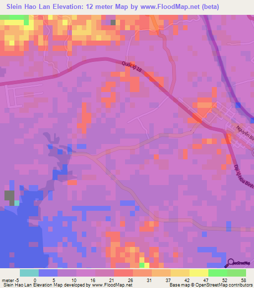 Slein Hao Lan,Vietnam Elevation Map