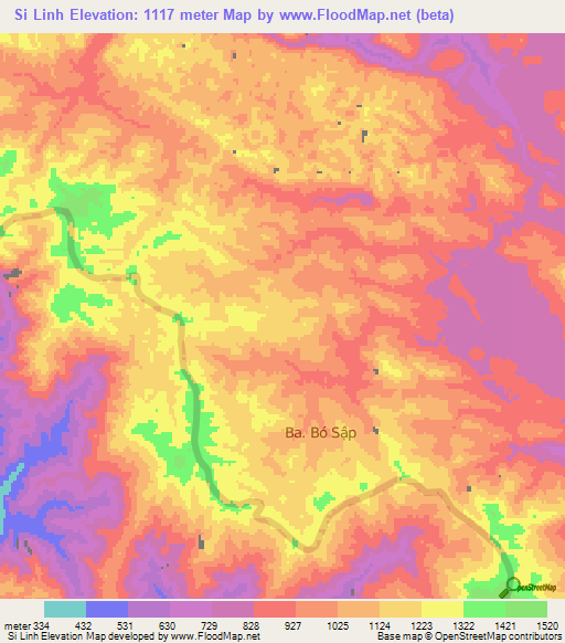 Si Linh,Vietnam Elevation Map