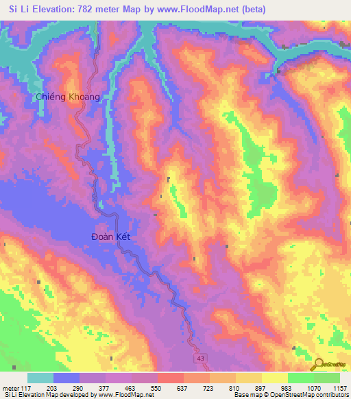 Si Li,Vietnam Elevation Map