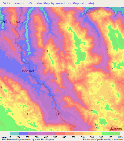 Si Li,Vietnam Elevation Map