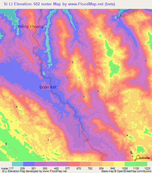 Si Li,Vietnam Elevation Map