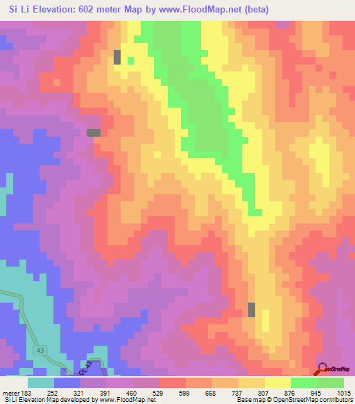 Si Li,Vietnam Elevation Map