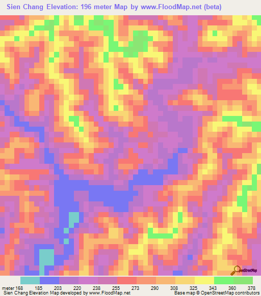 Sien Chang,Vietnam Elevation Map