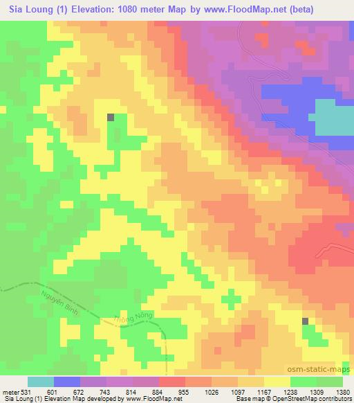 Sia Loung (1),Vietnam Elevation Map