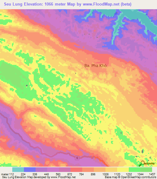 Seu Lung,Vietnam Elevation Map