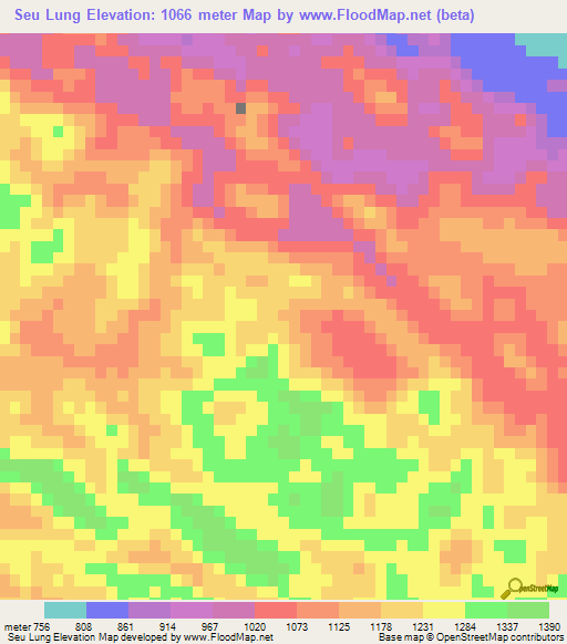 Seu Lung,Vietnam Elevation Map