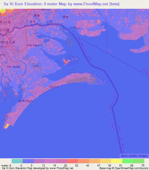 Sa Vi Xom,Vietnam Elevation Map