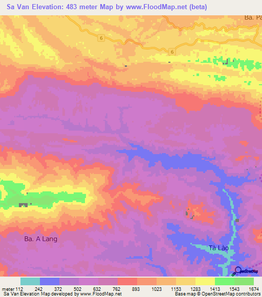 Sa Van,Vietnam Elevation Map