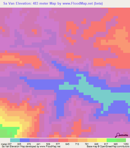 Sa Van,Vietnam Elevation Map