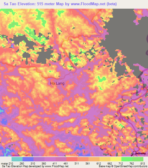 Sa Tao,Vietnam Elevation Map