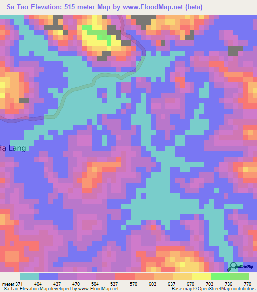 Sa Tao,Vietnam Elevation Map