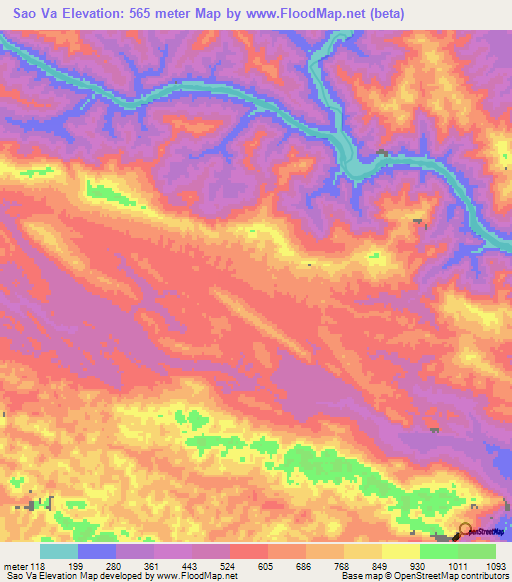 Sao Va,Vietnam Elevation Map