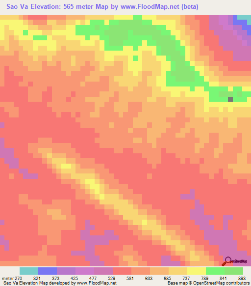 Sao Va,Vietnam Elevation Map