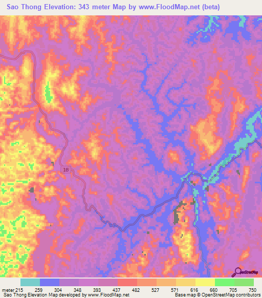 Sao Thong,Vietnam Elevation Map