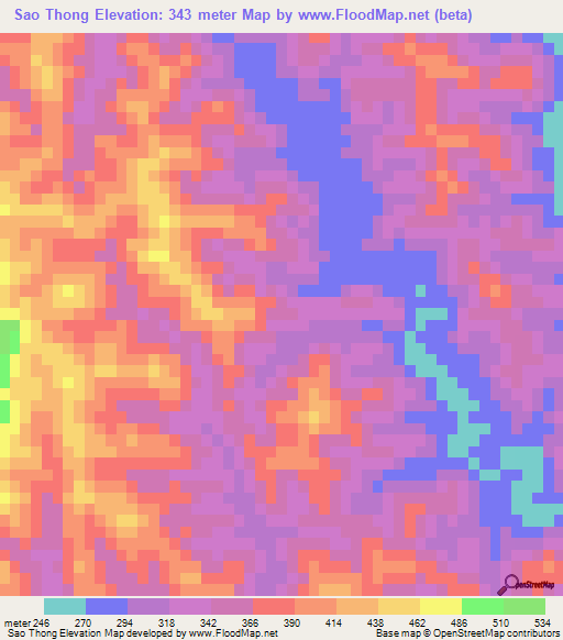 Sao Thong,Vietnam Elevation Map