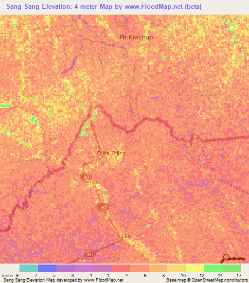 Sang Sang,Vietnam Elevation Map