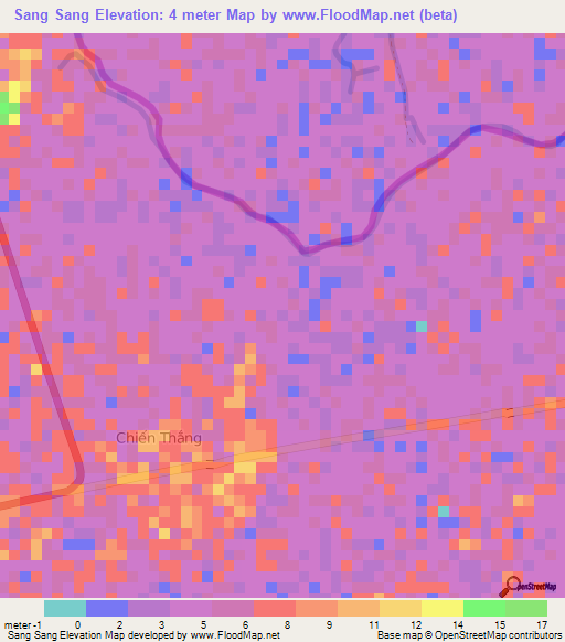Sang Sang,Vietnam Elevation Map