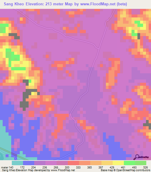 Sang Kheo,Vietnam Elevation Map